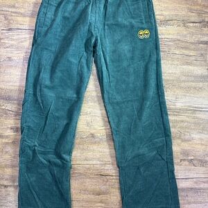 Crooked Men's Teal Corduroy Pants with Fun Patch